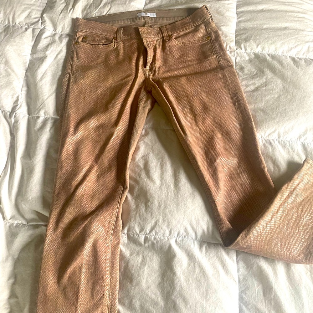 Pink Snake Skin Skinny Pants, Seven For Mankind, Size 32